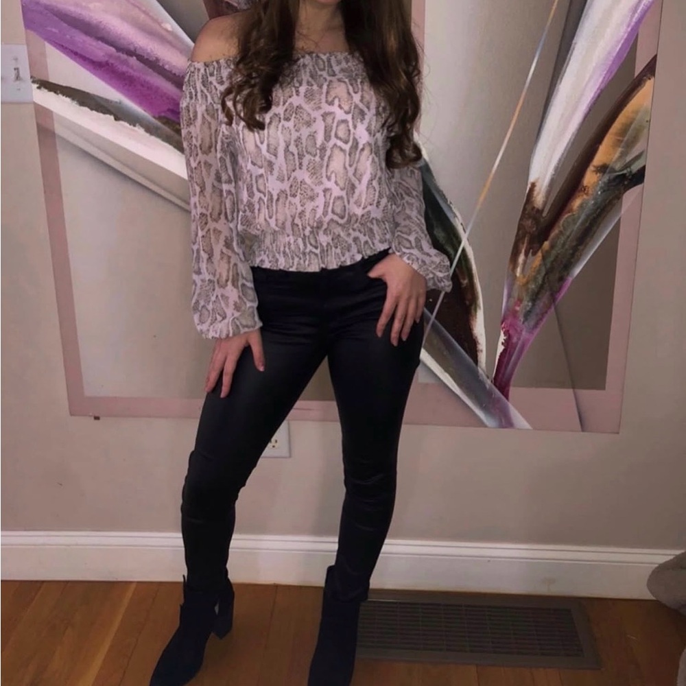 Leopard Print Off-Shoulder Blouse